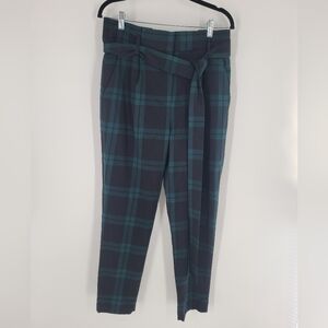 Antonio Melani womens‎ Natalia green plaid pleated belted ankle pants size 6